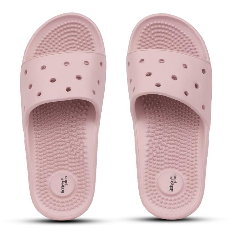 Image of ACTION Women's Casual Slip-On Slippers | Comfortable Textured Footbed | Lightweight Open-Toe Sandals for Daily Wear | Stylish Home & Outdoor Footwear