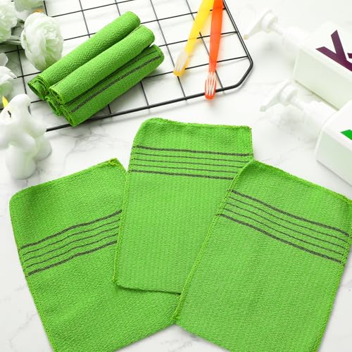 Image of Tatuo 12 Pack Korean Exfoliating Mitts, Italy Towel,8 x 5.5 in,Green | Body Washcloth, Remove Dead Skin, Viscose Rayon Scrubber for Home Spa, for Keratosis Pilaris, Reusable Full Body Use