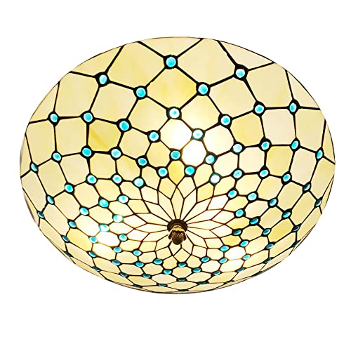 Plafonnier en verre taché bleu et jaune CFWSHJ pour éclairer votre table de cuisine