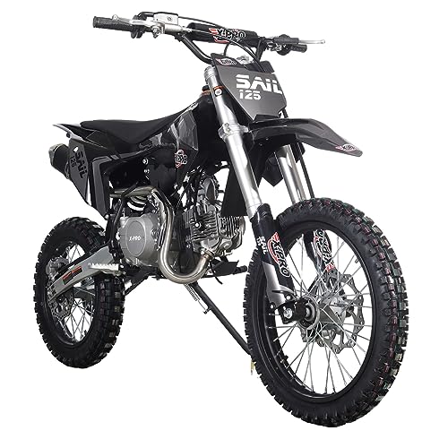 X-PRO Sail 125cc Zongshen Brand Engine Dirt Bike with 4-Speed Manual Transmission! Kick Start, Big 17"/14" Tires! (Black)