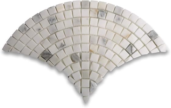 Stone Center Online Calacatta Gold Marble Fish Scale Scallop Fan Pattern Mini Mosaic Tile Honed Kitchen Bath Wall Floor Backsplash Shower 1 Sheet