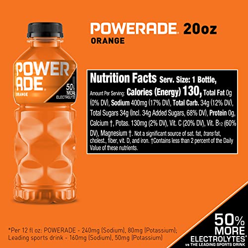 Image of POWERADE Sports Drink Orange, 20 Ounce (Pack of 8)