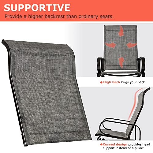 PatioPost Outdoor Porch Glider Patio Swing Rocking Lounge Chair with Powder Coated Sturdy Aluminum Frame Support for Outdoor Backyard,Beside Pool,Lawn, Textilene, Black