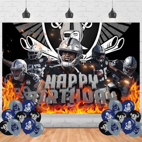 Las-Vegas Raiders Birthday Party Supplies Backdrop 5x3 Football Happy Birthday Background Photography Soccer Party Decorations Banner Photo Booth Props