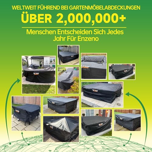 Enzeno Abdeckung für Gartenmöbel,242x182x100cm,Wasserdicht Loungemöbel Abdeckung 420D Oxford Gewebe Abdeckhauben für Möbelsets,Winterfest Tisch Abdeckplane Schutzhülle für Sitzgruppe Gartentisch