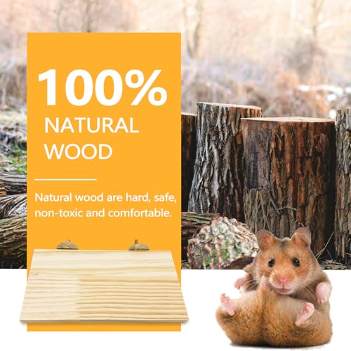 Image of 2Pcs Hamster Wooden Ledge Platform 7.5 x 4 inch Rat Stand Platform Chew Toys Cage Accessories for Squirrel Gerbil Suger Glider Rat Hamsters Bird