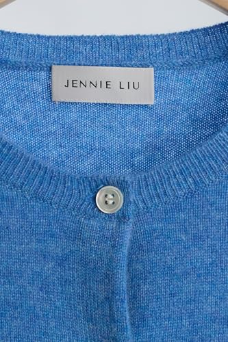 Image of JENNIE LIU Women's 100% Cashmere Button Front Long Sleeve Crewneck Cardigan Sweater