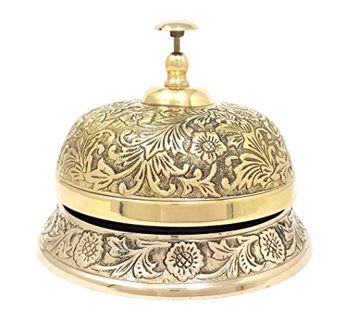 Brass Nautical - Ornate Desk Bell Table Bells Call Bell Reception Bell (5.5 inches, Brass Antique)