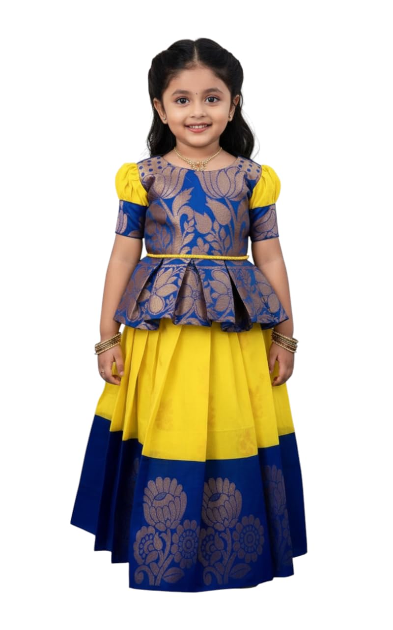 R P CREATION Girls Silk Lehenga Choli Pattu Pavadai Dress for Kids Traditional South Indian Ethnic Wear Baby Girl Festival... - Review, Price and Buying Guide