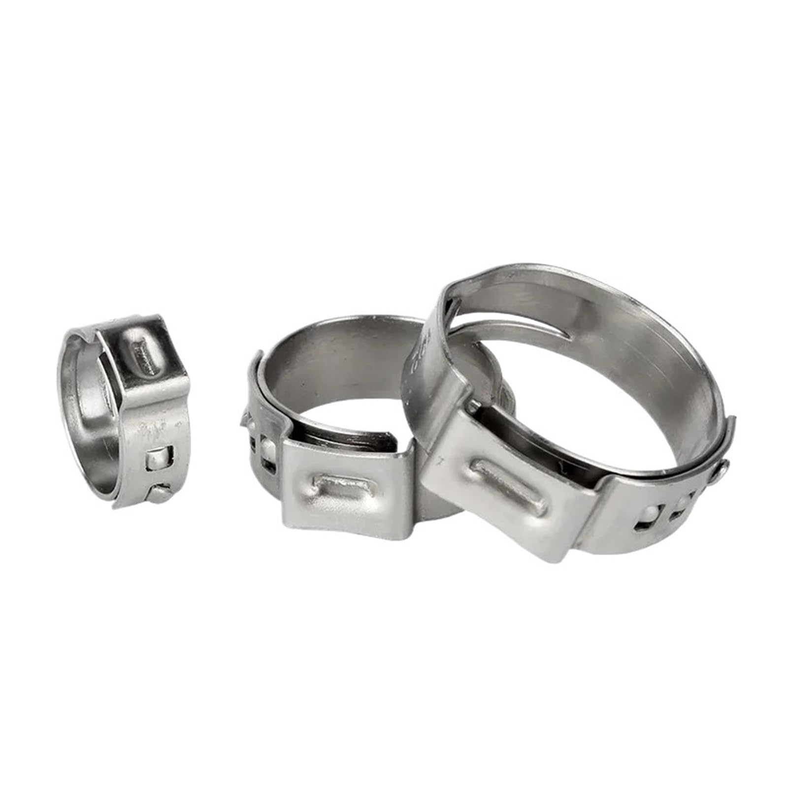 Nodrest 9.8-12.3Mm(10Pcs) 5/10Pcs 5.3Mm-21Mm 304 Stainless Steel Cinch Clamp Rings Single Ear Stepless Tubing Pipe Clamps For Fitting Connections