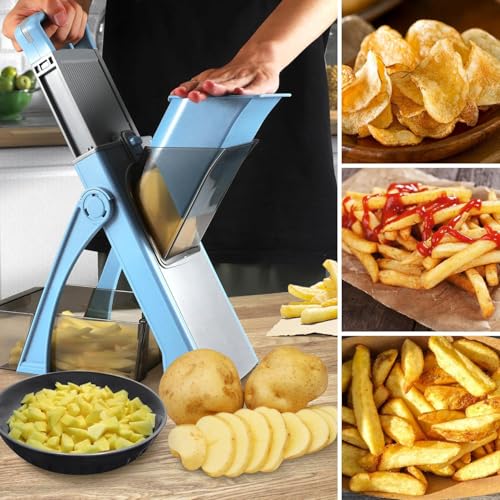 Image of DAYANIDHI Vegetable Cutter Potato French Fries Graters Manual Shredder Efficiently Shred Grate and Cut Potatoes for Household Kitchen | Upgrade Safe Mandoline Slicer Adjustable Vegetable Food Chopper