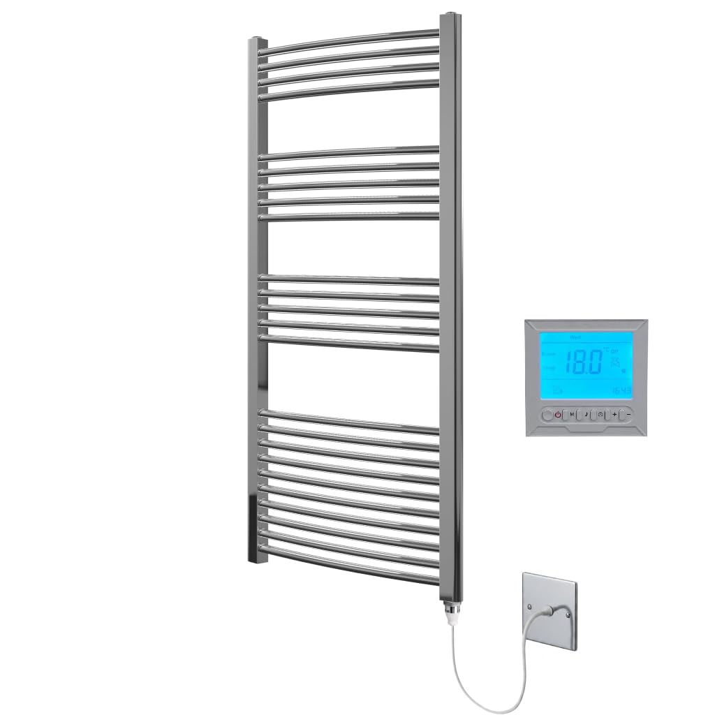Greened House Chrome Electric Heated Towel Rail 500mm W x 1400mm H + Timer — image 1
