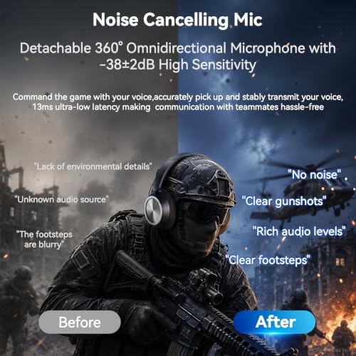 Wireless Gaming Headset with Mic Over Ear Headphones Noise Cancelling