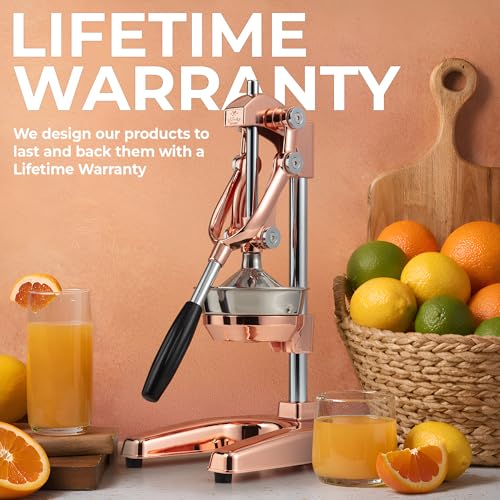Image of Zulay Professional Citrus Juicer - Premium Manual Citrus Press and Orange Squeezer - Metal Lemon & Lime Squeezer - Extra Tall Heavy Duty Cast Iron Manual, Rose Gold