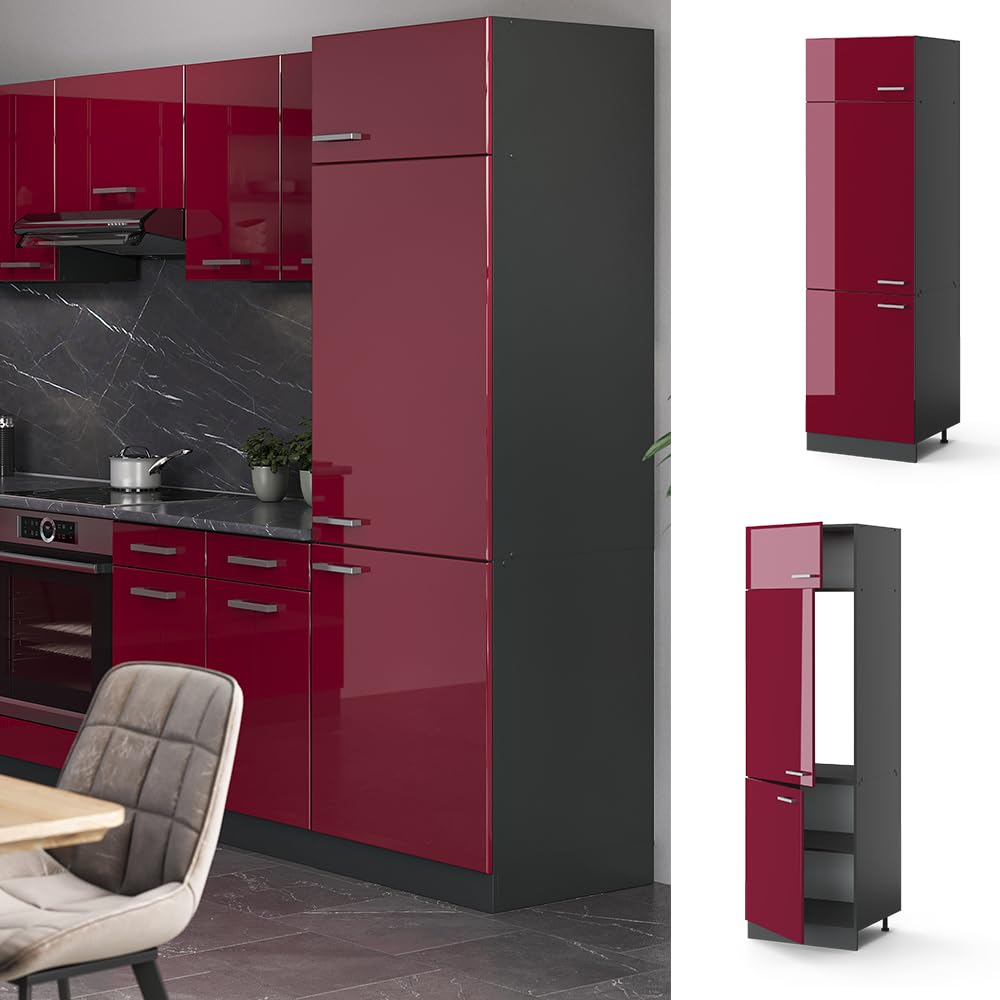 Vicco Armadio frigorifero R-Line, Rosso lucido, 60 cm