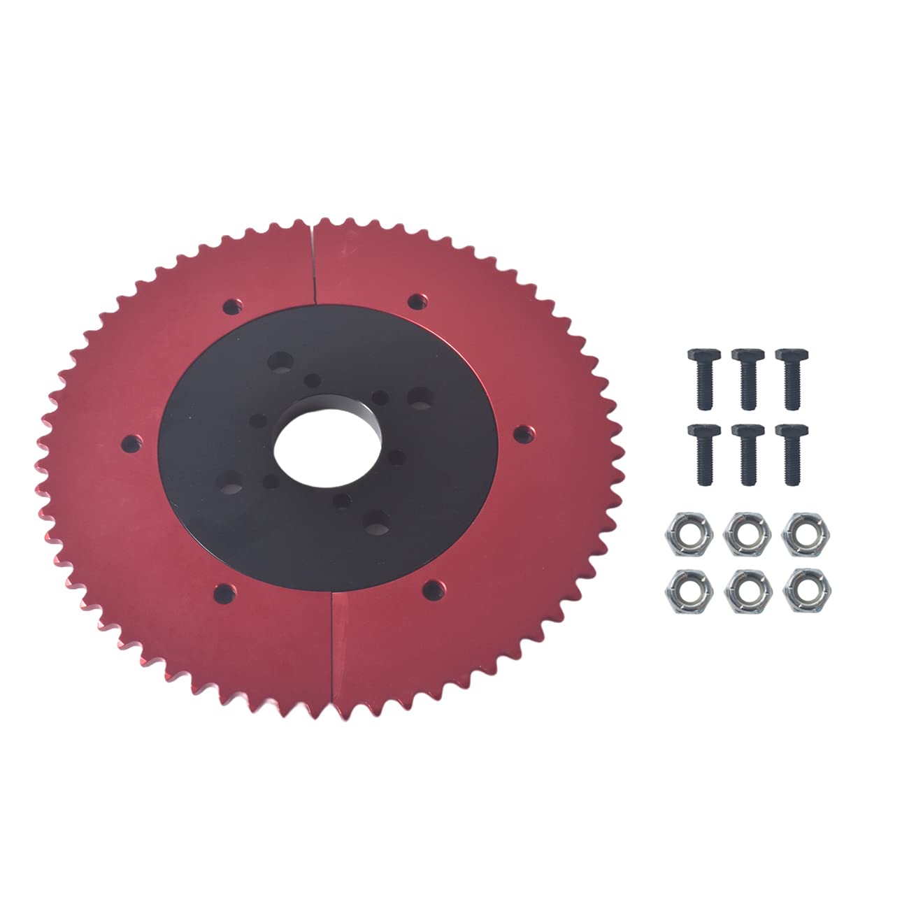 VCUJSUC Universal 35 Chain 65T Split Sprocket with Adapter for Predator 212cc 196cc 79cc Go Kart Mini Bike CT200U-EX CT200U BT200X CT100U MB200 MBX11 Motorcycle (Black)