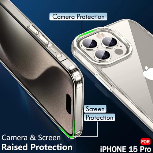 TheGiftKart Ultra-Hybrid Crystal Clear Back Case Cover for iPhone 15 Pro | Shockproof Design | Camera Protection Bump | Hard Clear Back | Bumper Case Cover for iPhone 15 Pro (PC & TPU, Transparent) 4 51SLXP0BJwL