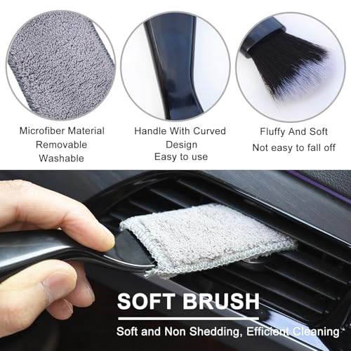 Image of 3 Pcs Exquisite Microfiber Duster Brushes, Car Detailing Brushes, Feather Duster, Efficient Dust Removal, Cleaning Tool Perfect for Computers, Keyboards, Car Interior, Photo Frames, Digital Devices