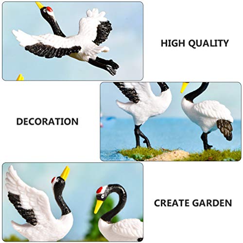 Doitool 3Pcs Miniature Feathered Red-Crowned Crane Fake Birds Statue Fairy Garden Ornaments Plant Pots Bonsai Crafts Micro Landscape Decoration #TOP1