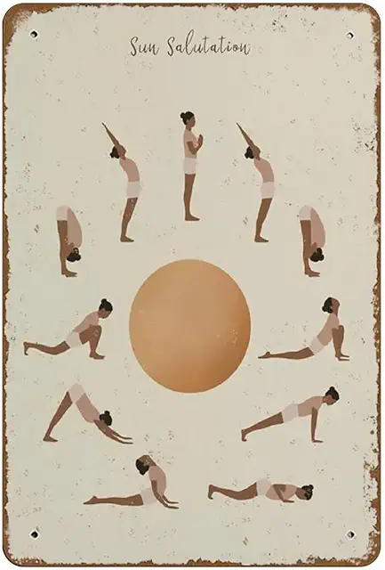 Zonnegroet Yoga Bord: Surya Namaskar Afdrukbare Muurkunst - 20x30cm