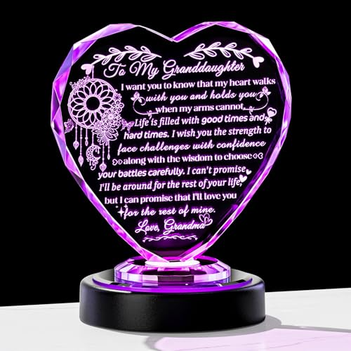 Cadeau d'anniversaire spécial pour petite-fille en cristal gravé haut de gamme et LED