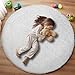 Puremy White Round Rug for Bedroom, 4x4 Fluffy Circle Area Rugs for Kids Room, Soft Shaggy Circular Carpet for Nursery Living Room, Non-Slip Home Decor Rug for Teen's Room