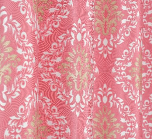 Image of Polyester Nexus Design Printed Room Darkening Window Curtains 6 Feet Set of 2 | Blackout Curtains for Bedroom Living Room Decor - Pink