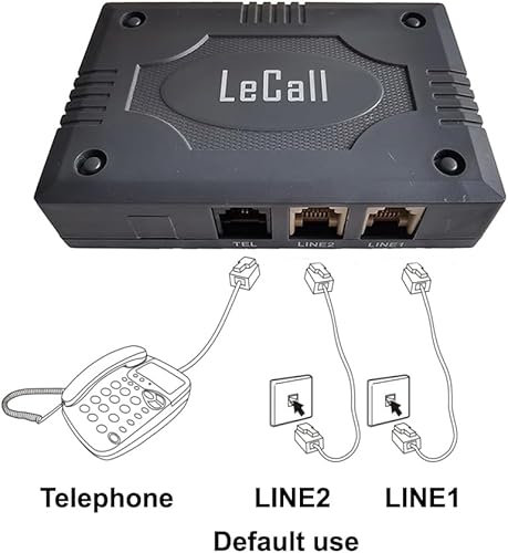 Miniatura 2 de Interruptor de teléfono de 2 líneas-2 líneas 1 adaptador de teléfono- Habilitar teléfono de una sola línea con cable/inalámbrico para usar 2 líneas
