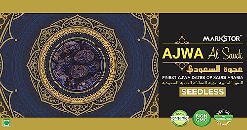 Image of Markstor Fresh Seedless Ajwa Al-Saudi - Finest Ajwa Dates (Khajur) of Madina, Saudi Arabia - 250 gms