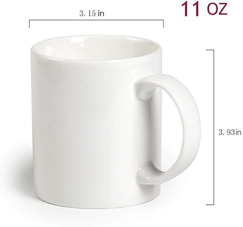 Miniatura 5 de Taza de té de café de cerámica blanca revestida de 11 onzas (3.7 x 3.1 in) prensa de calor imprimible transferencia sublimación tinte recubierto