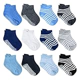 12 pares de calcetines antideslizantes de tobillo para bebé con agarre antideslizante para niños y niñas - - 12-36 meses