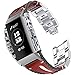 Produktbild YWZQ Sport-Bügel-Kompatibel mit Fitbit CHARGE3 / Charge4, Edelstahl Leder gesponnene Kettenbänder für Fitbit Charge 3 / Charge 4,Rot,L