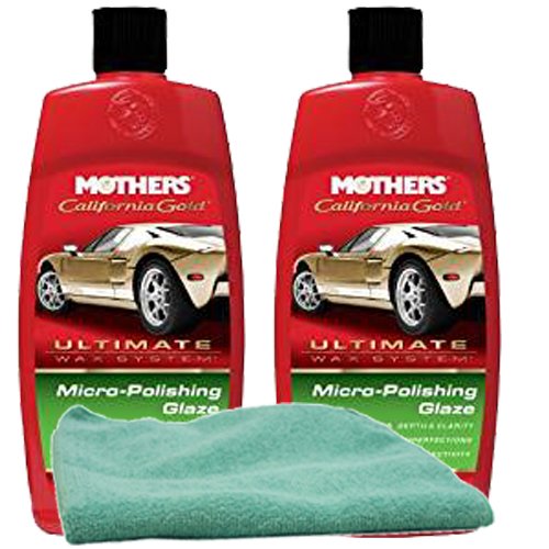 Mothers California Gold Micro-Polishing Glaze (16 oz) Bundle with Microfiber Cloth (3 Items)