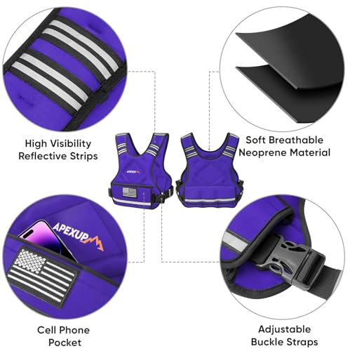 Image of APEXUP Adjustable Weighted Vest, 4-10lb /12-18lb /20-32lb Vest with 6 Ironsand Weights and Large Pocket, Weight Vest for Men Women Strength Training, Running, Walking