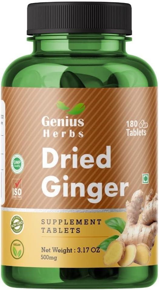 Generic Dried Ginger Tablets Capsules 500mg (180 Tablets) Improves Digestion & Boosts Immunity