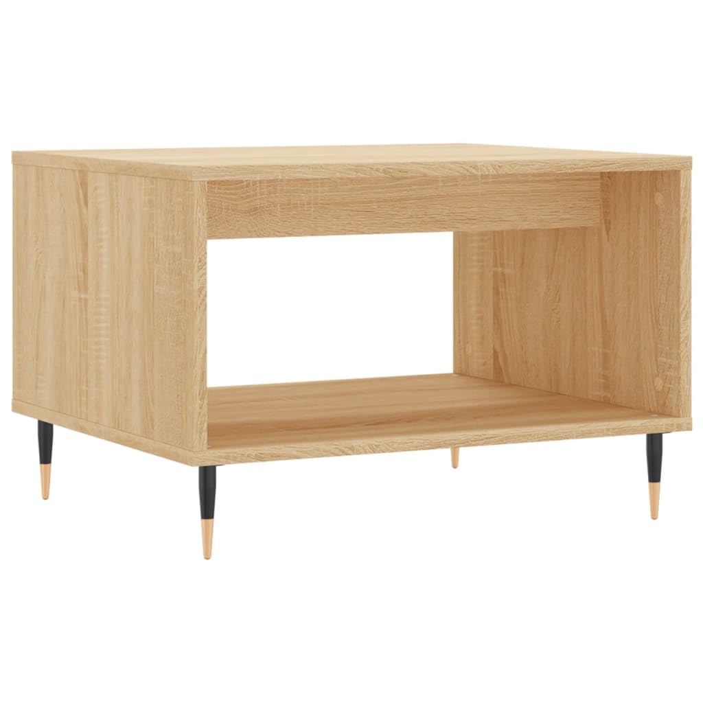 Tavolino da salotto in rovere Sonoma, 60 x 50 x 40 cm | Elegante tavolino da divano in legno con robuste gambe in ferro e pratico ripiano per il soggiorno o l'ufficio.