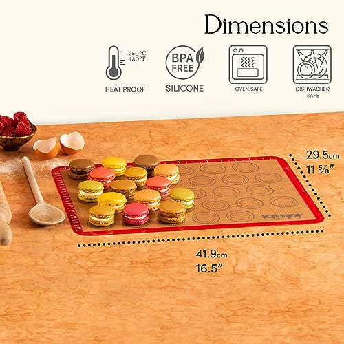 Kitzini Silicone Baking Mats. 2 Half Mats. BPA-Free, Non Stick. Perfect for Macarons, Cookies & Pastries