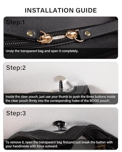 Image of LETGO Clear Insert Bag for Bogg Bag Accessories - 2 Packs Leather Zipper Insert Pouch for Bogg Tote Travel Makeup Clean Toiletry Handbag Organizer Cosmetic Divider Storage Inner Pouch (Black)