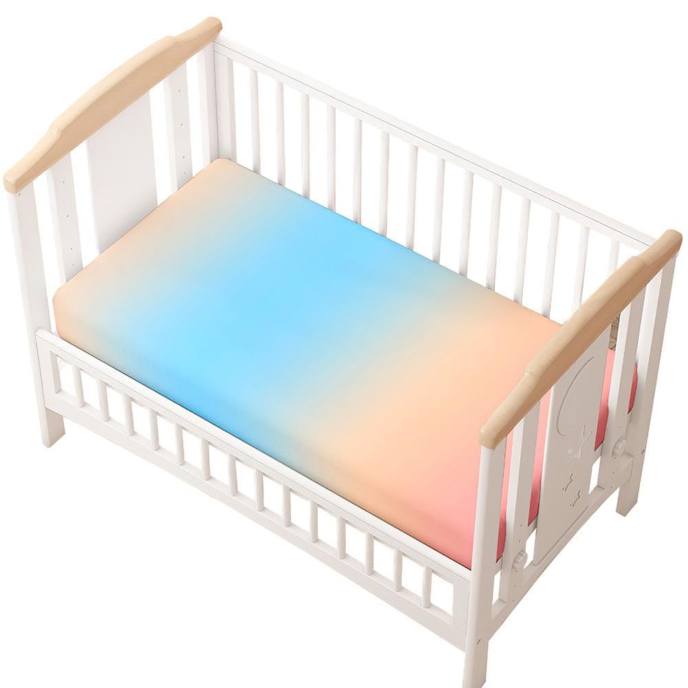 Odot Cot Bed Sheets, Multicolor Print Bedside Cribs Fitted Sheets, Baby Bed Sheets Microfiber Cot Bed Mattress Protector, Bassinet Sheets, Easy Care Soft and Dureable (Blue,65x95 cm)