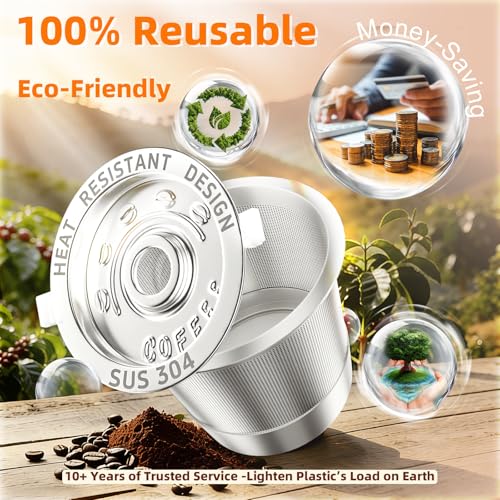 3 Pack Reusable K Cups Coffee Pods for Keurig 1.0: Stainless Steel Refillable K Cups - Reusable Coffee Filters for Keurig Coffee Machine, SUS 304&zwnj;, BPA-Free, Heat Resistant Handles, Scoop