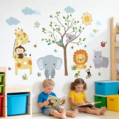 Amazon.com: Animal Wall Stickers Decals for Kids: Baby Room Nursery ...