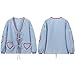 POHADON Cute Heart Tie Front Tops Puff Long Sleeve Blouse Bow Top Trendy Babydoll Shirts Y2K Aesthetic Summer Tops for Women (Plaid Blue,M)