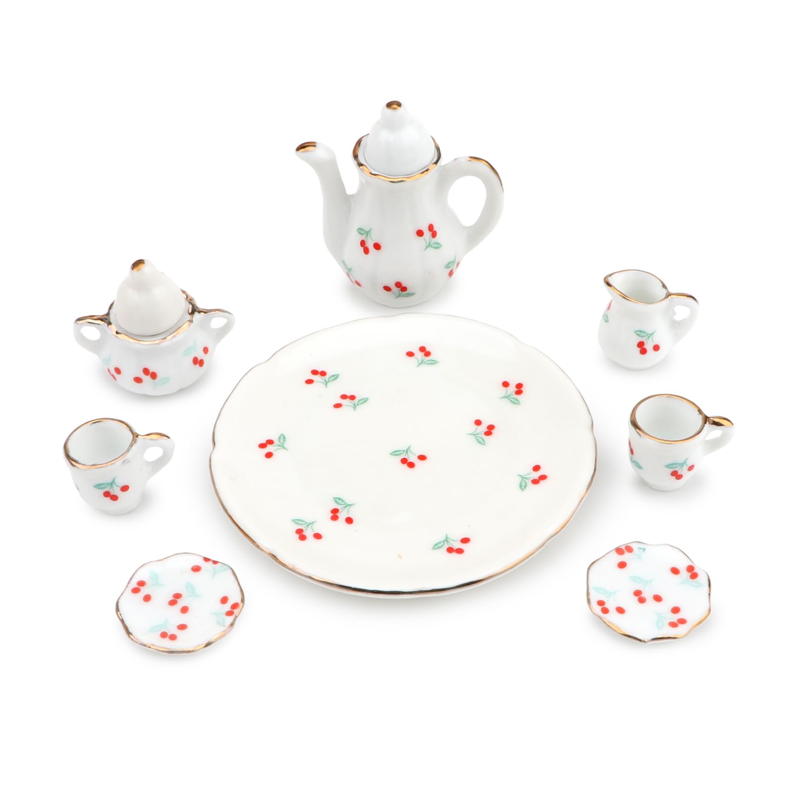 Miniature Porcelain Tea Set for Dollhouses -9 Miniature Porcelain Tea Set for Dollhouses -9