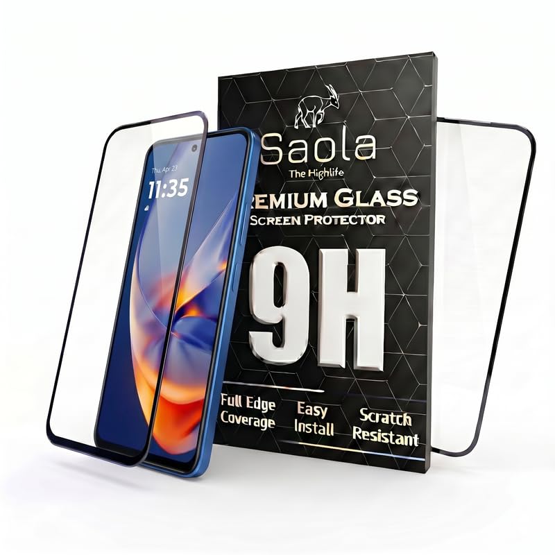 Image of Saola HD Clear Tempered Glass for Motorola Edge 50 Neo 5G | High Strength 9H Protection, Smooth Touch, Full Coverage Screen Guard, 2-Step Installation Kit | Quick & Easy Application (Pack of 2)
