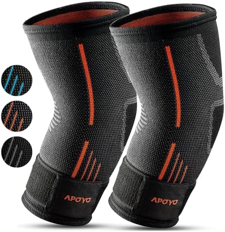 Elbow Brace Compression Support Sleeve for Tendonitis (Pair), Tennis Elbow brace, Golf Elbow, Weightlifting, & More, With Adjustable Strap & Bonus Elastic Therapeutic Tape, for Workouts(Small)