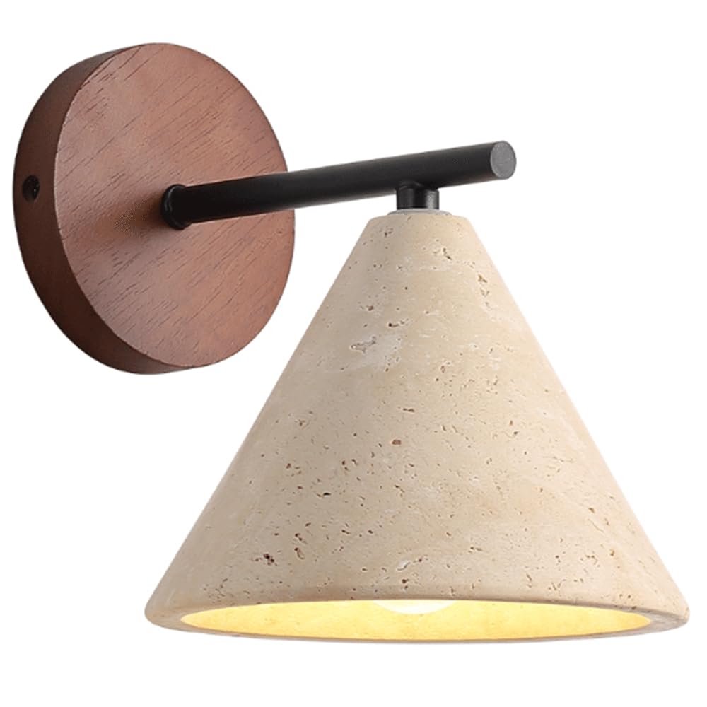SHUANGZ Dressing Table Wall Lamp Yellow Travertine Wall Sconces,Natural Stone Wall Mounted Lamp with Japanese Cream Style,Hard Wiring for Balcony Stairwell Entryway Living Room Dining RoomHallway