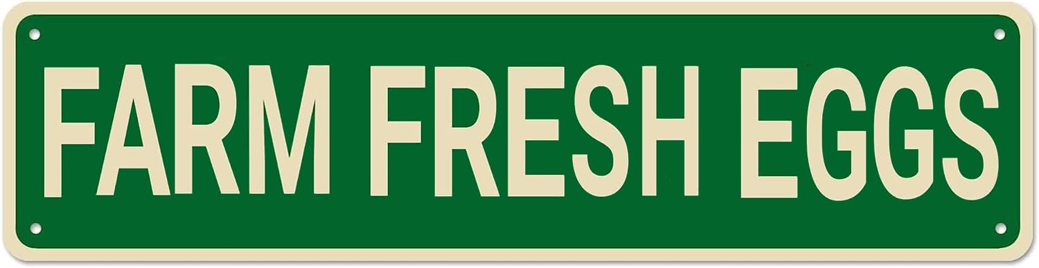peiyeety Vintage Metal Tin Sign Farm Fresh Eggs Vintage Sign, Retro Wall Decor for Home, Bar, Garage, Cafe, Man Cave, Farm, Chicken Coop, Rustic Wall Art for Indoor and Outdoor Decoration, 4x16 Inch