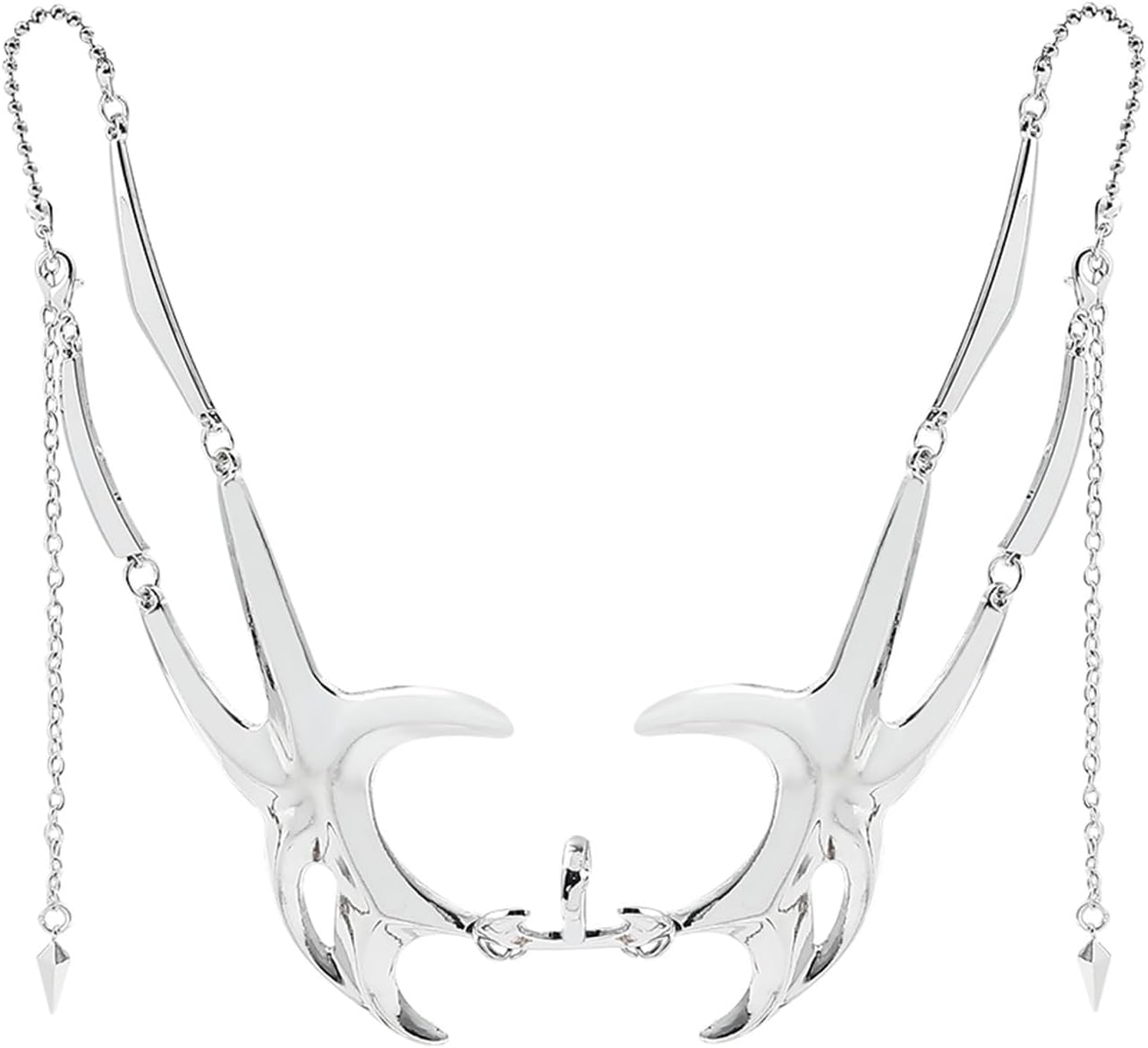 Liquid Silver Steel Half Mask,Face Chain, Cyborg Earring Accessories,Irregular Metal Face Accessories (Color : Nose+lip)