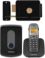 Interfone Porteiro sem fio com Ramal Externo TIS 5010 Intelbras + Fechadura Elétrica de Sobrepor Cilindro Fixo FX 500 Intelbras