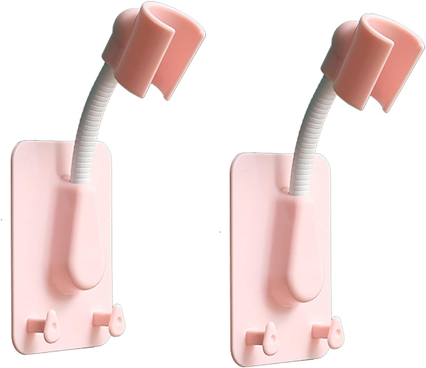Mkauyycb Pink Shower Wand Holder Showerhead Bracket, Strong Adhesive, Waterproof,360-Degree Adjustable,2Pcs